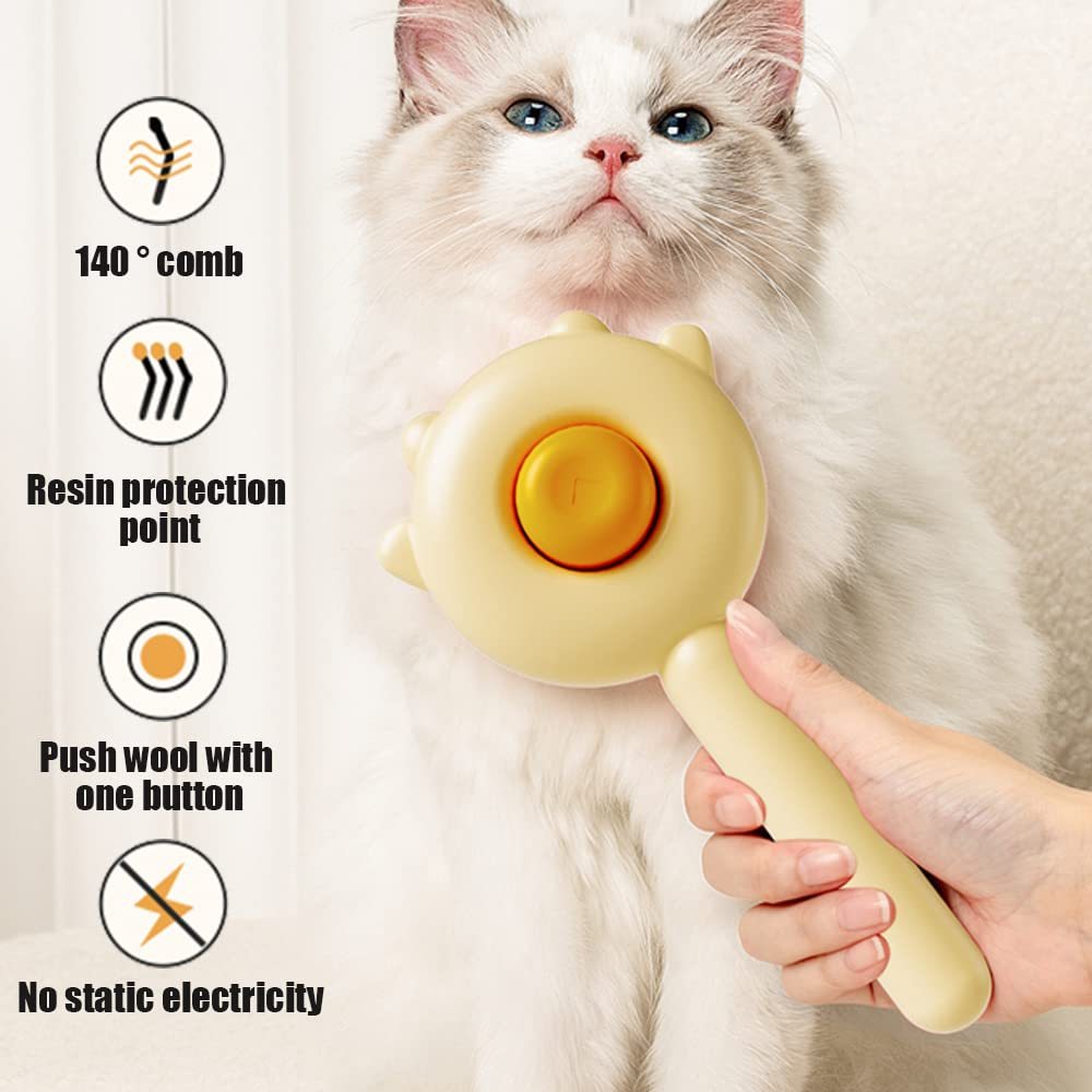 "Pet Hair Cleaner & Grooming Brush with Release Button – For Cats & Dogs, Long or Short Hair"