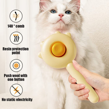 "Pet Hair Cleaner & Grooming Brush with Release Button – For Cats & Dogs, Long or Short Hair"